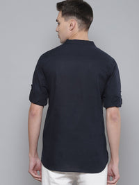 Dennison Men Navy Blue Comfort Fit kurta