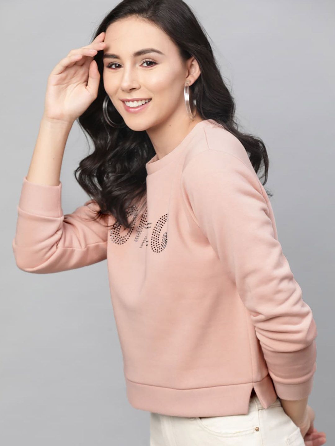STREET 9 Women Pink Embellished Sweatshirt