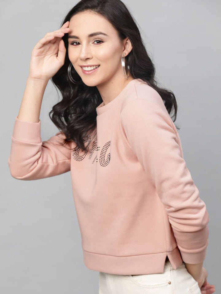 STREET 9 Women Pink Embellished Sweatshirt