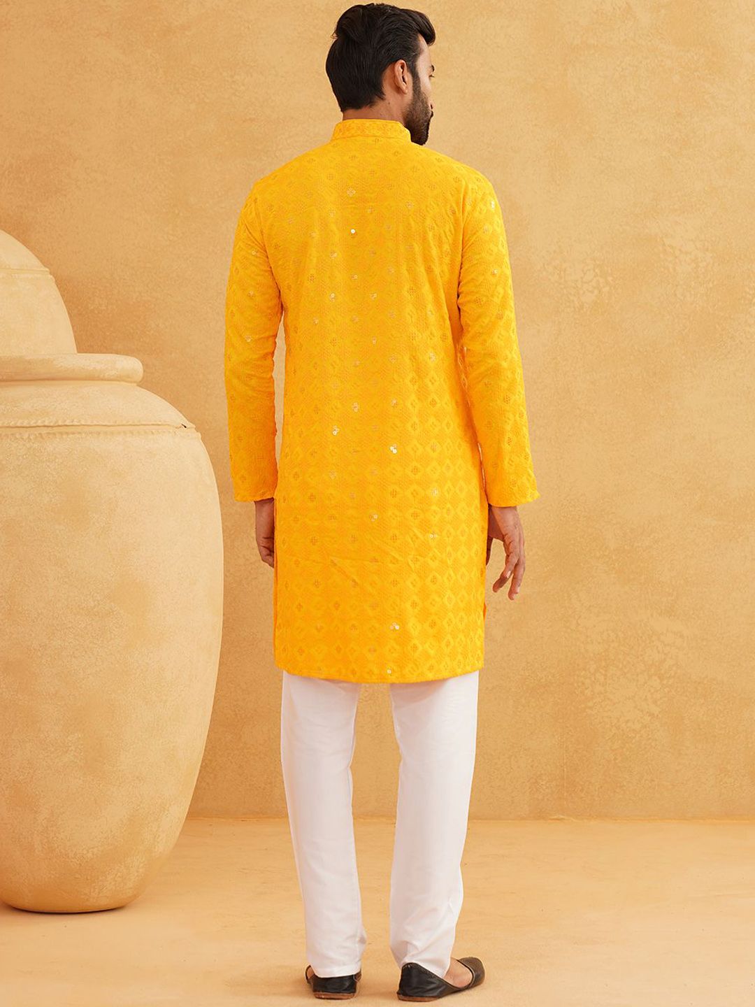 SOJANYA Kurta Kapas Tulen Bersulam Geometrik Biasa Dengan Churidar