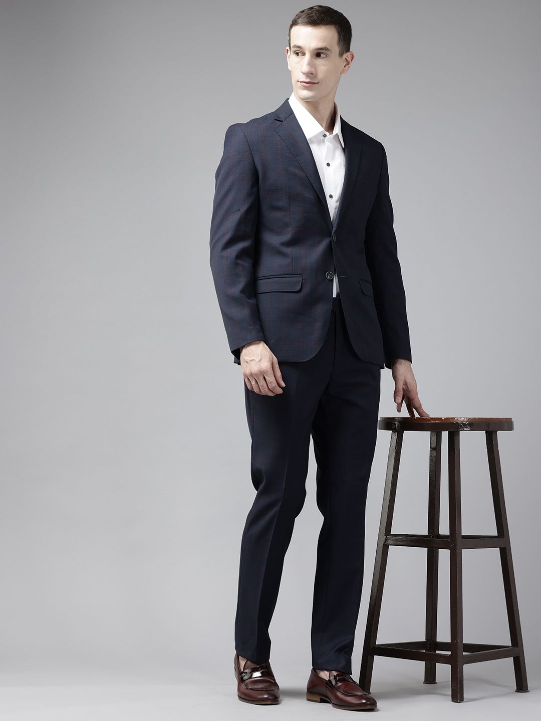 Park Avenue Super Slim Fit 2-Piece Checked Formal Suit