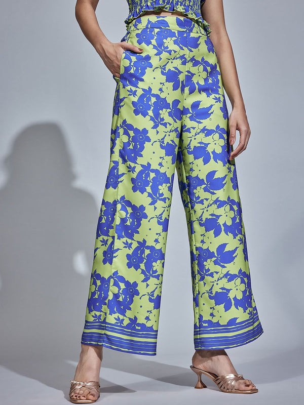 The Label Life Women Floral Printed Flared Parallel Trouser