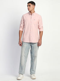 THE BEAR HOUSE Men Slim Fit Button-Down Collar Pure Cotton Solid Casual Shirt