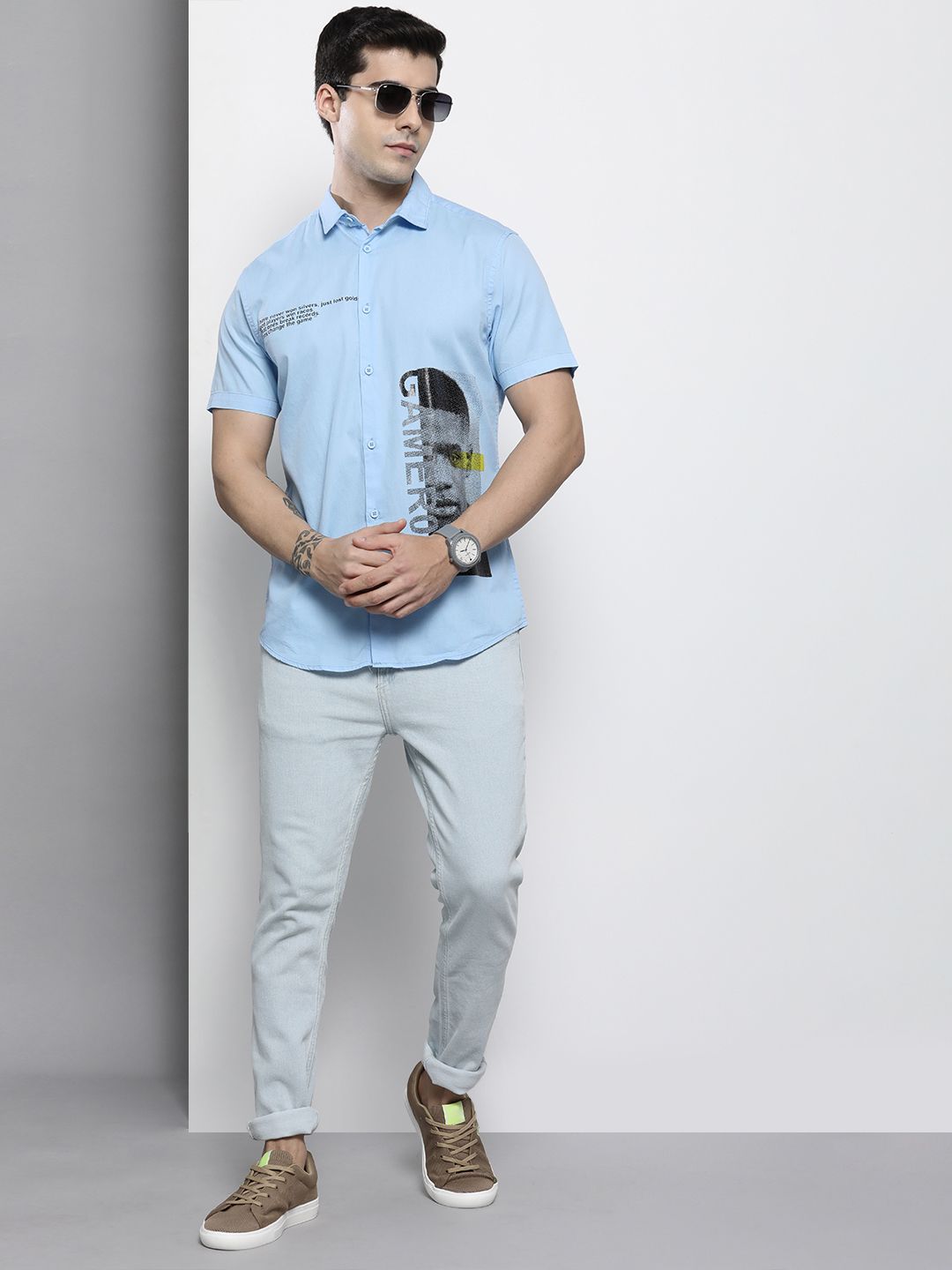 The Indian Garage Co Men Regular Fit Typography Printed Resortwear Shirt