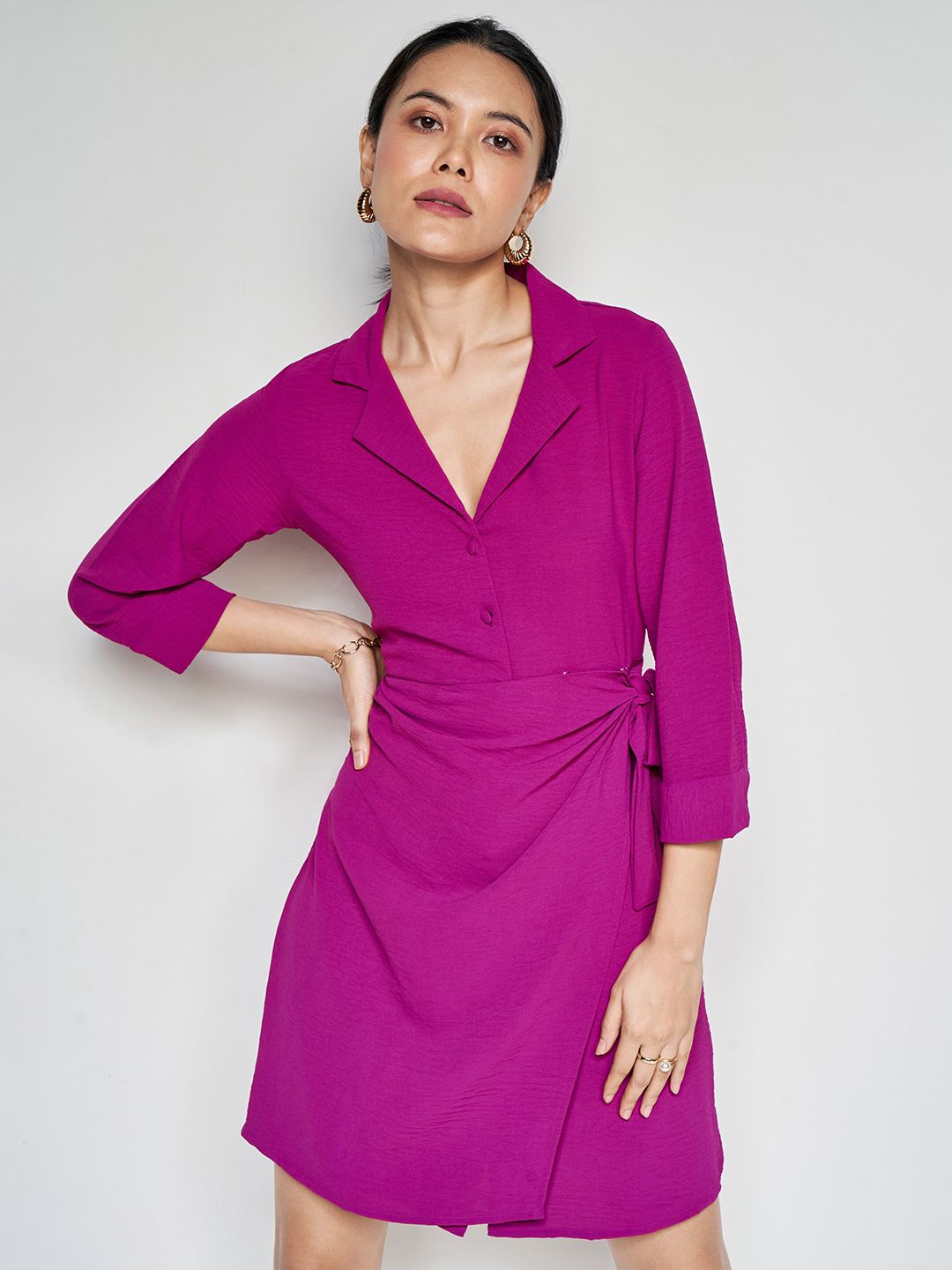 AND Wrap Shirt Collar Dress