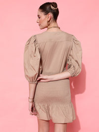 STREET 9 Women Classy Beige Solid Dress