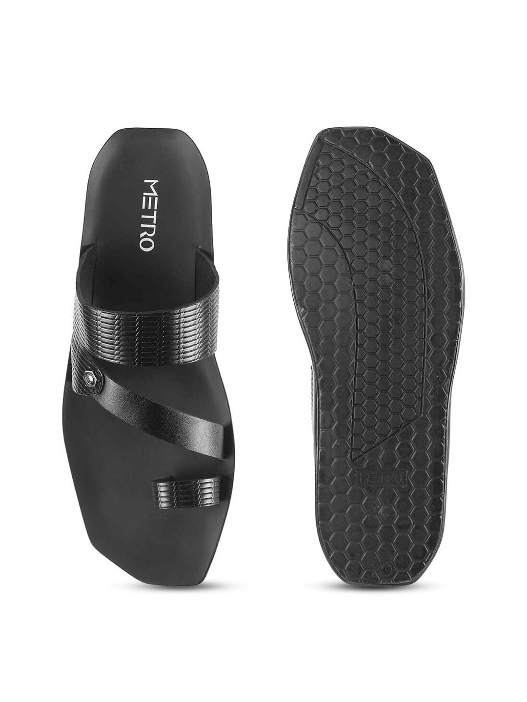 Metro Men Textured Leather Comfort Sandals
