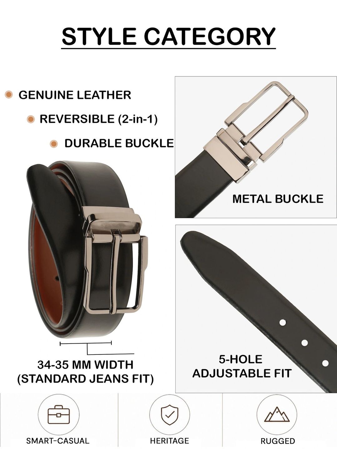 Teakwood Leathers Men Leather Reversible Formal Belt
