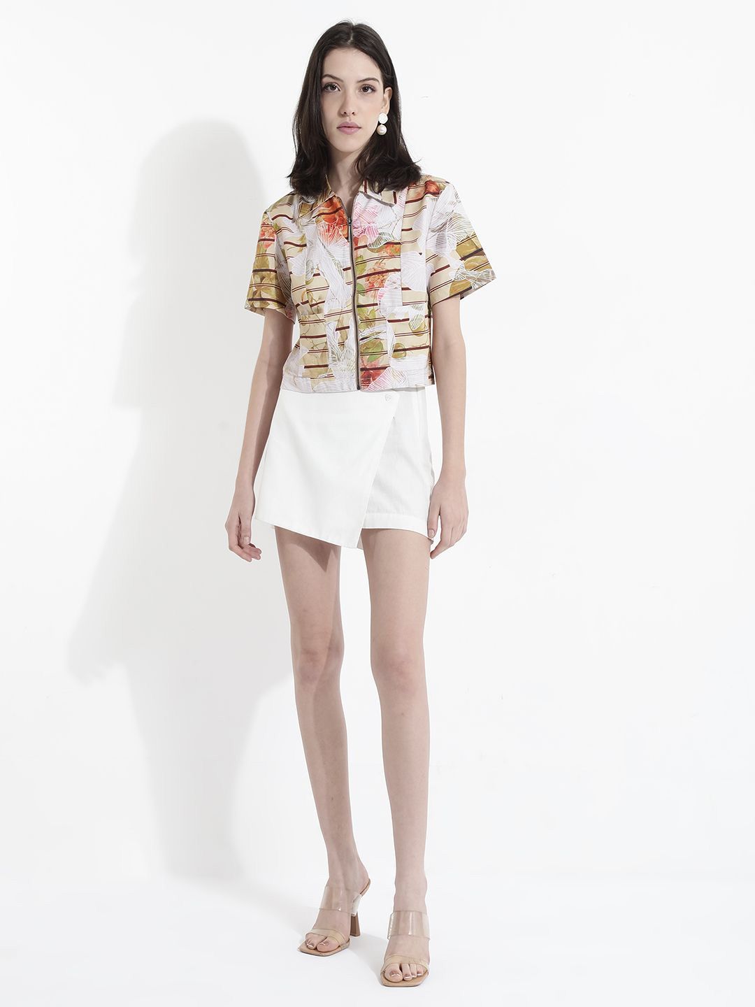 RAREISM Horizotal Stripes Cotton Shirt Style Top
