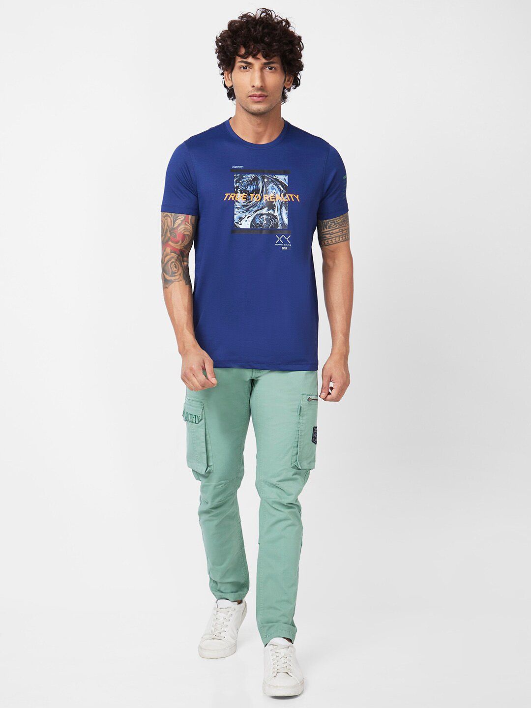 SPYKAR Graphic Printed Slim Fit Cotton T-shirt