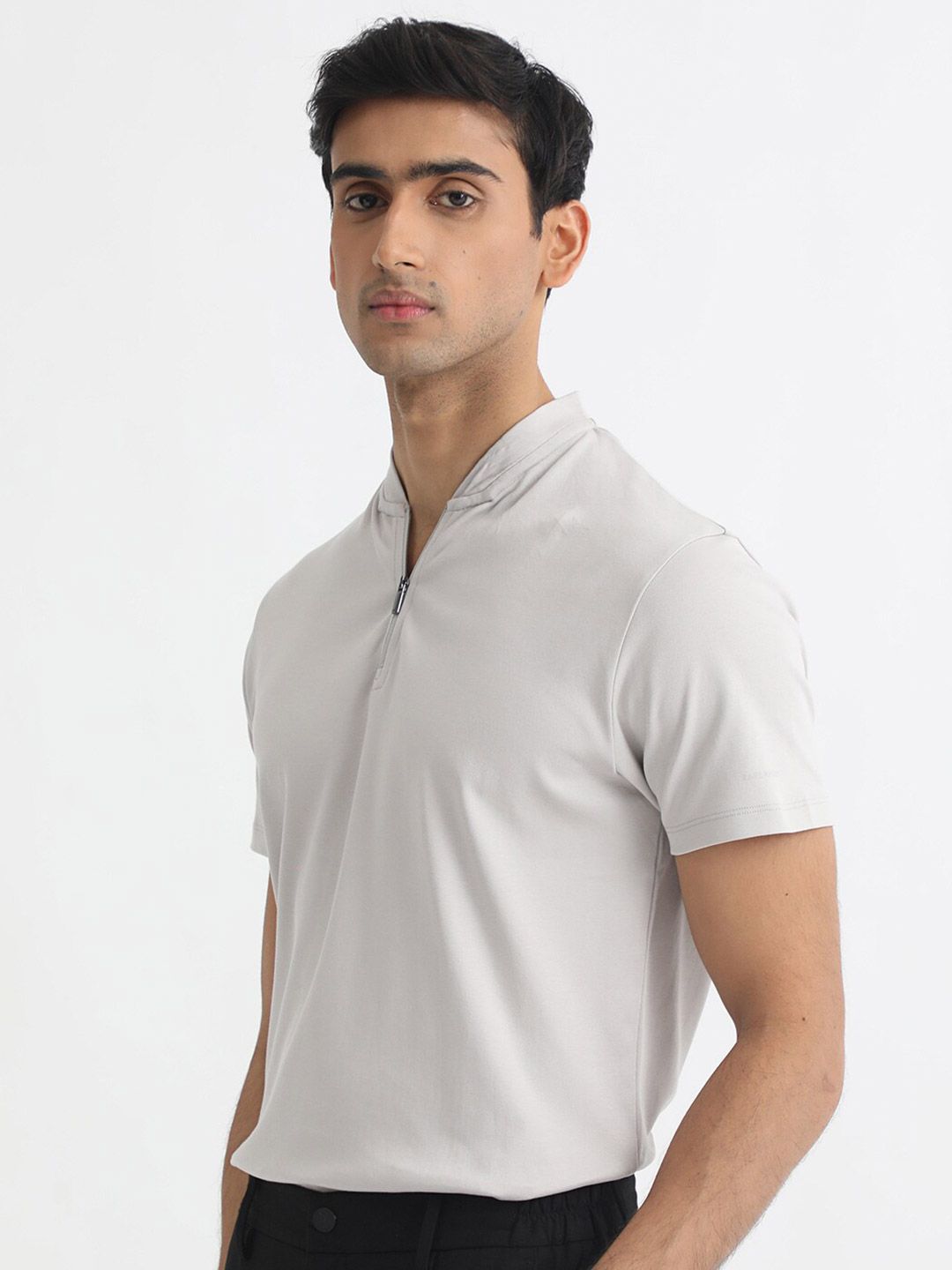 RARE RABBIT Men Rings-4 Slim Fit Solid Polo Collar T-Shirt