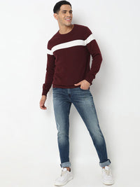 SPYKAR Colourblocked Round Neck Long Sleeves Cotton Pullover Sweater