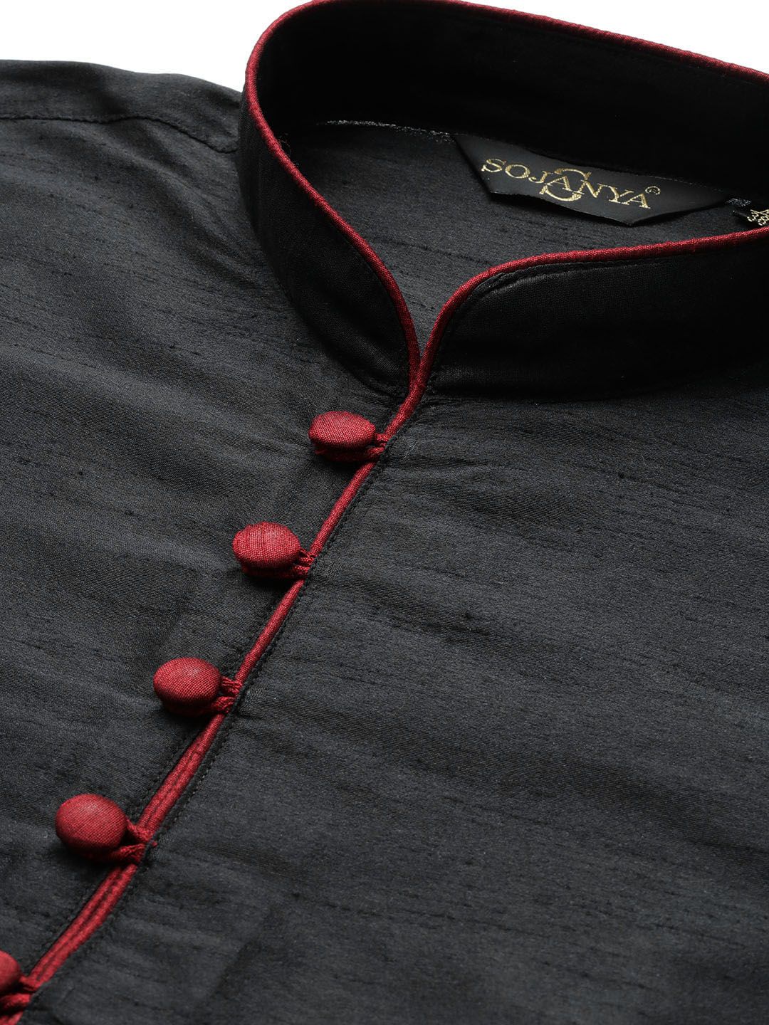 SOJANYA Men Black Solid Straight Kurta