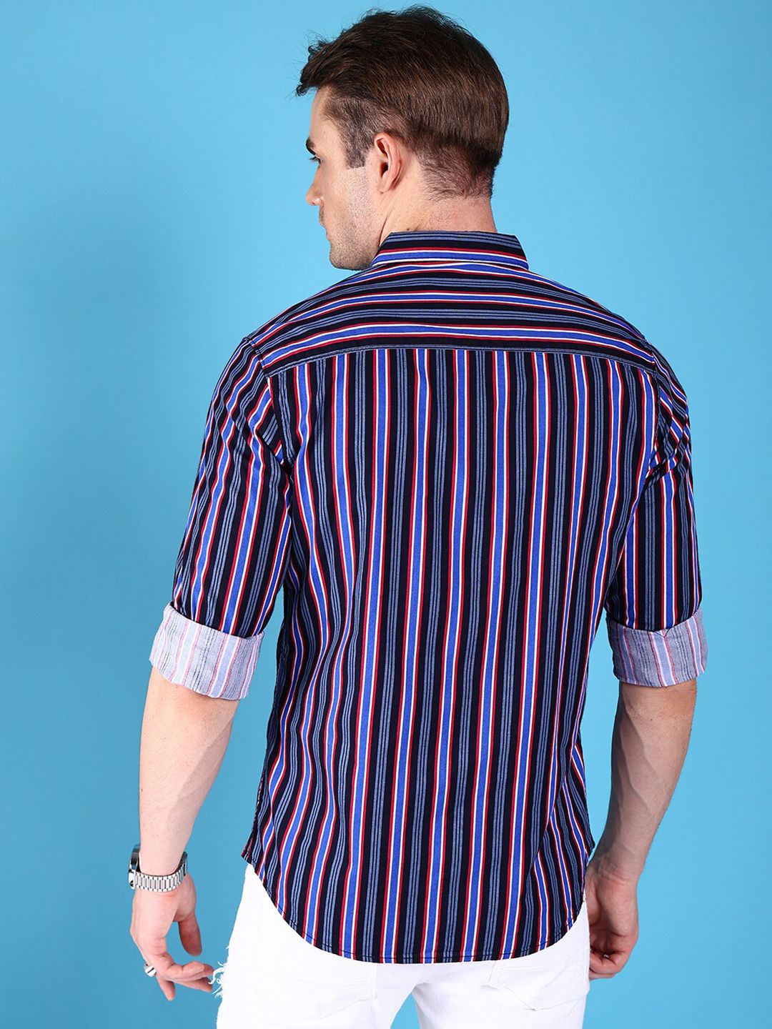 The Indian Garage Co Slim Fit Vertical Stripes Cotton Casual Shirt