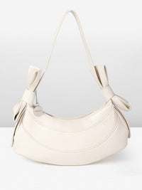 DressBerry Textured Half Moon Shoulder Bag with Bow Detail