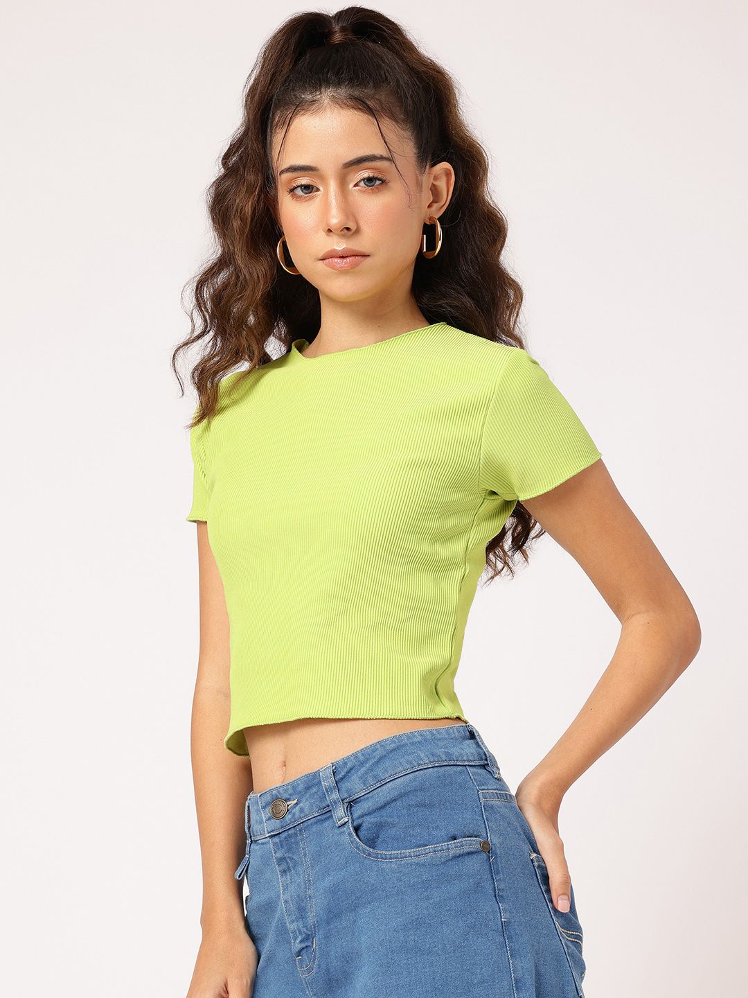 DressBerry Cyber Chic Ribbed Crop Top
