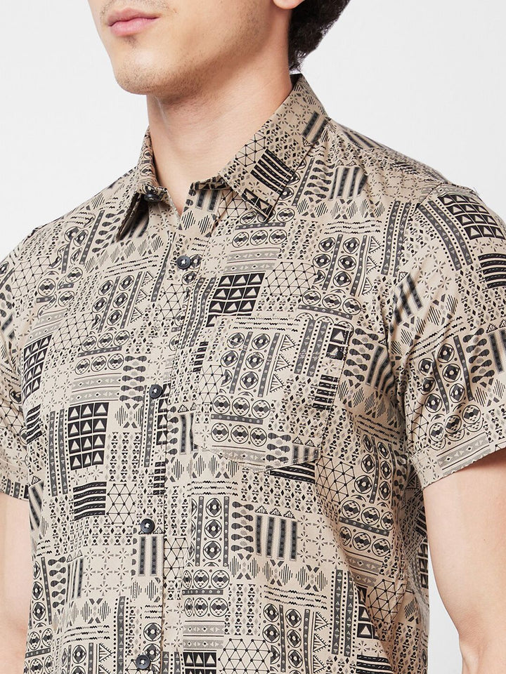 SPYKAR Abstract Opaque Printed Cotton Casual Shirt