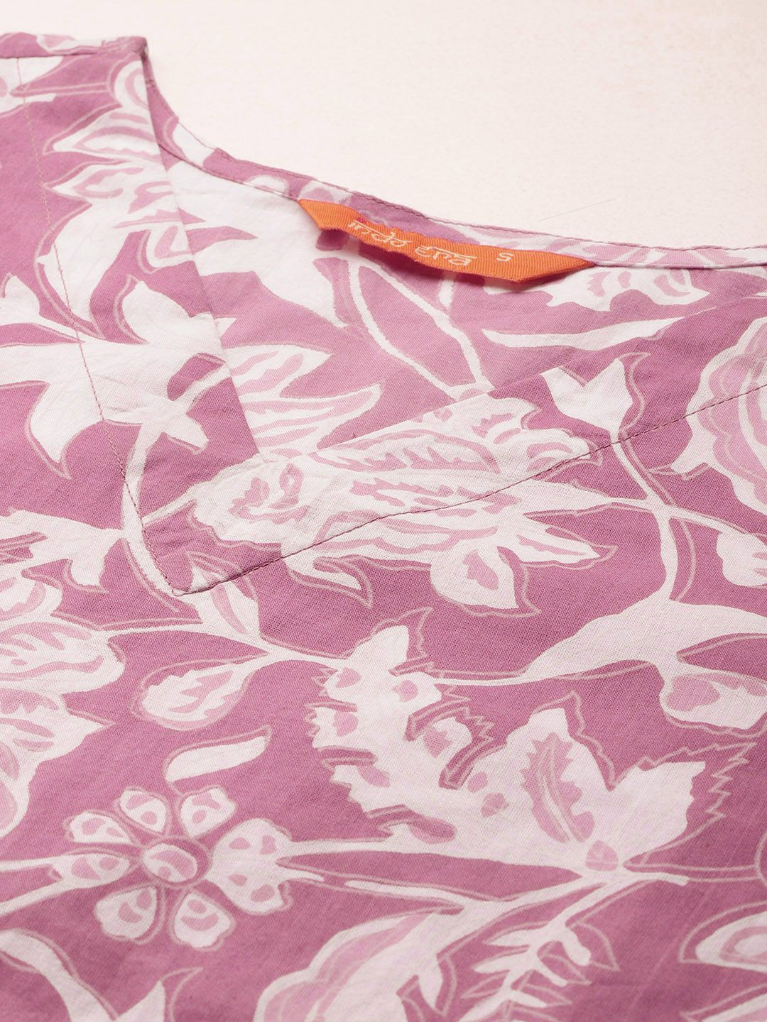 Indo Era Floral Printed Pure Cotton Tunic With Trousers