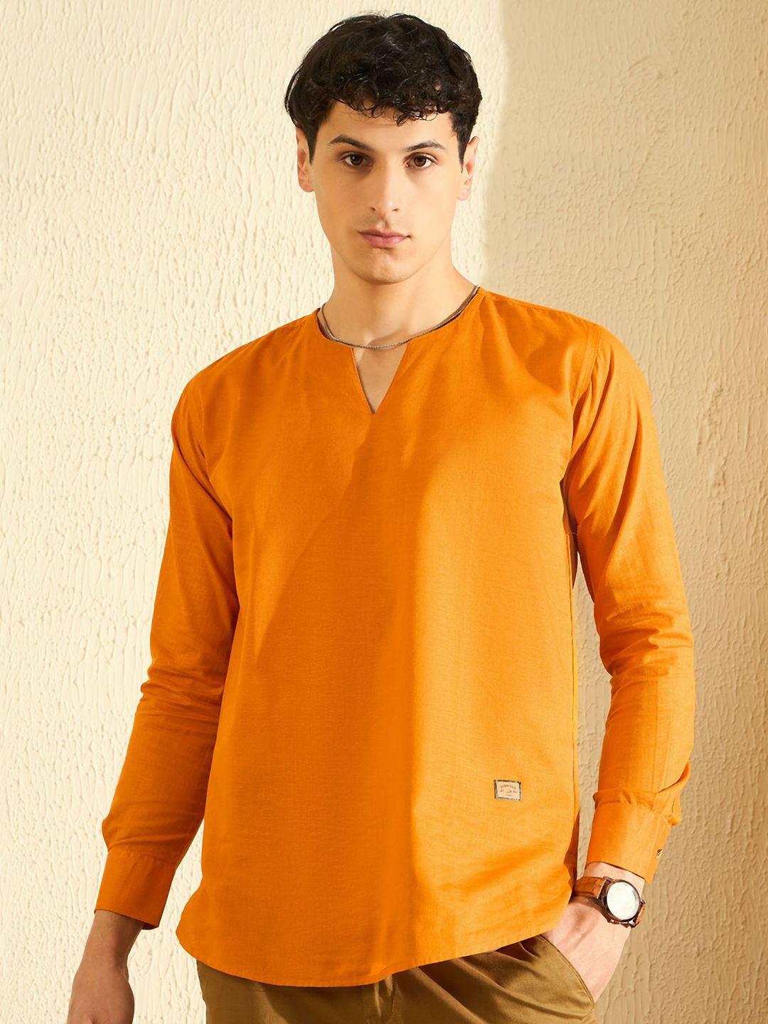 Dennison Men Kurta Kasual Pepejal Orange