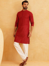 SOJANYA Geometric Embroidered Regular Pure Cotton Straight Kurta With Churidar