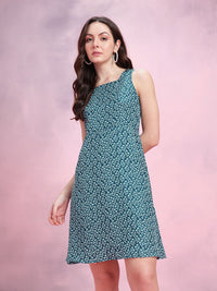 DressBerry Floral Printed Square Neck A-Line Dress
