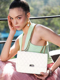 Lino Perros Women White Quilted Structured Shoulder Bag
