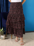 CURVY STREET Floral Printed A-line Maxi Skirt