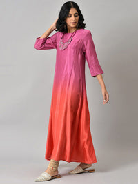 W Purple & Orange Tie and Dye Dyed Ethnic Maxi Dress