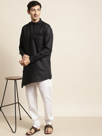 SOJANYA Lelaki Hitam Solid Kurta Asymmetric