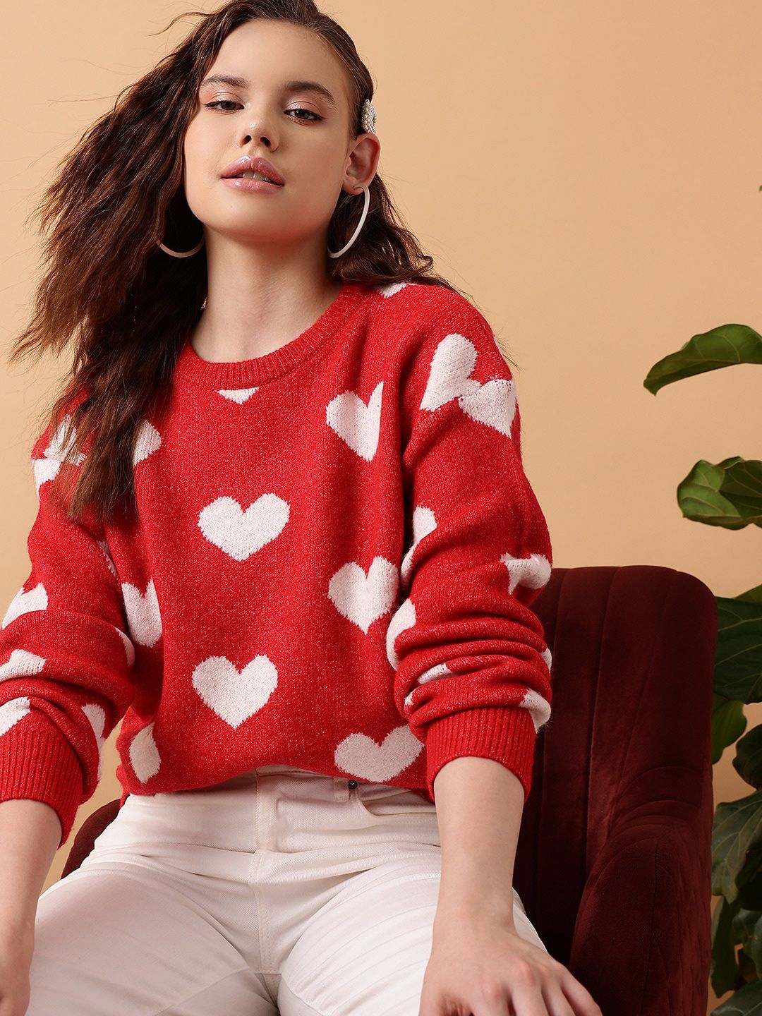 STREET 9 Conversational Printed Acrylic Pullover Sweater