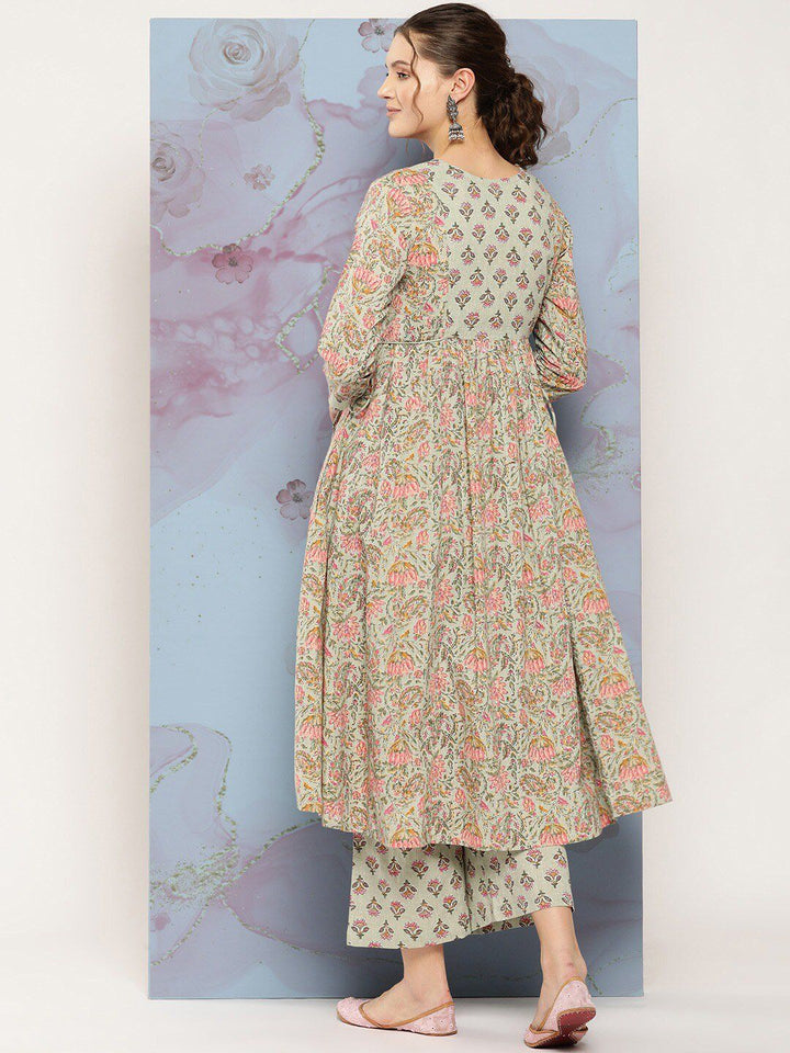 KALINI Women Floral Printed Regular Kurta with Trousers