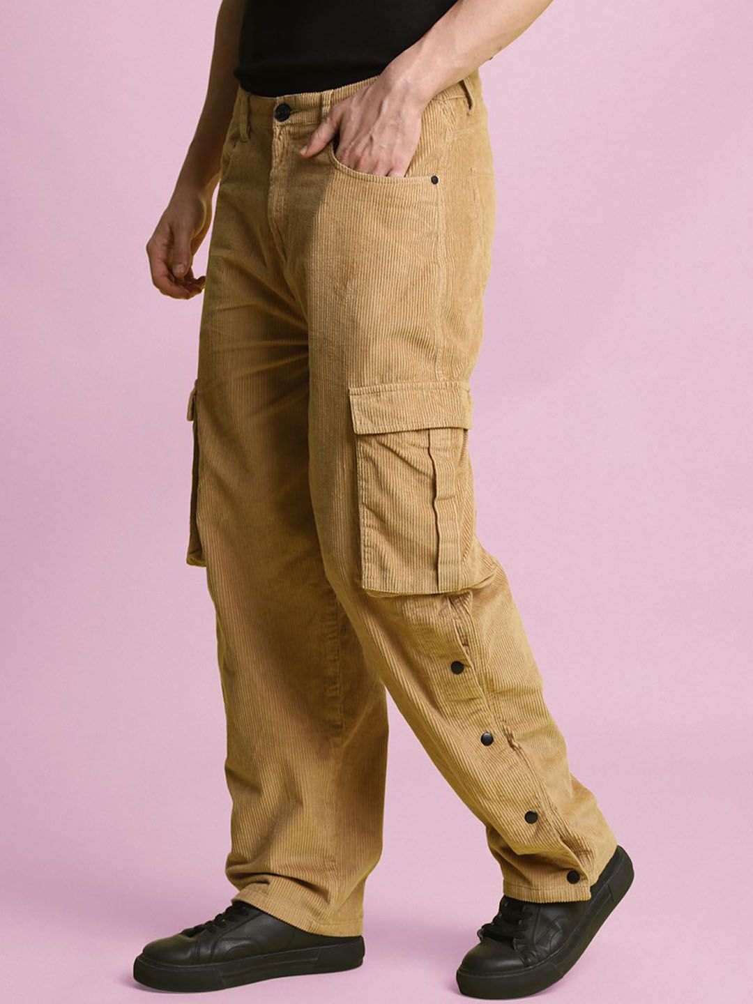 Bene Kleed Men Cotton Mid-Rise Baggy Fit Pleated Cargos Trouser