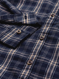The Indian Garage Co Men Navy Blue Checked Casual Shirt