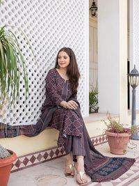 KALINI Ethnic Motifs Printed Regular Gotta Patti Straight Kurta with Trousers & Dupatta