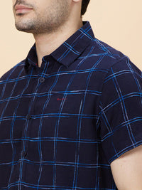 Being Human Slim Fit Windowpane Checks Spread Collar Short Sleeves Casual Shirt