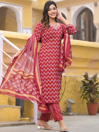 KALINI Ethnic Motifs Printed Regular Straight Kurta With Trousers & Dupatta