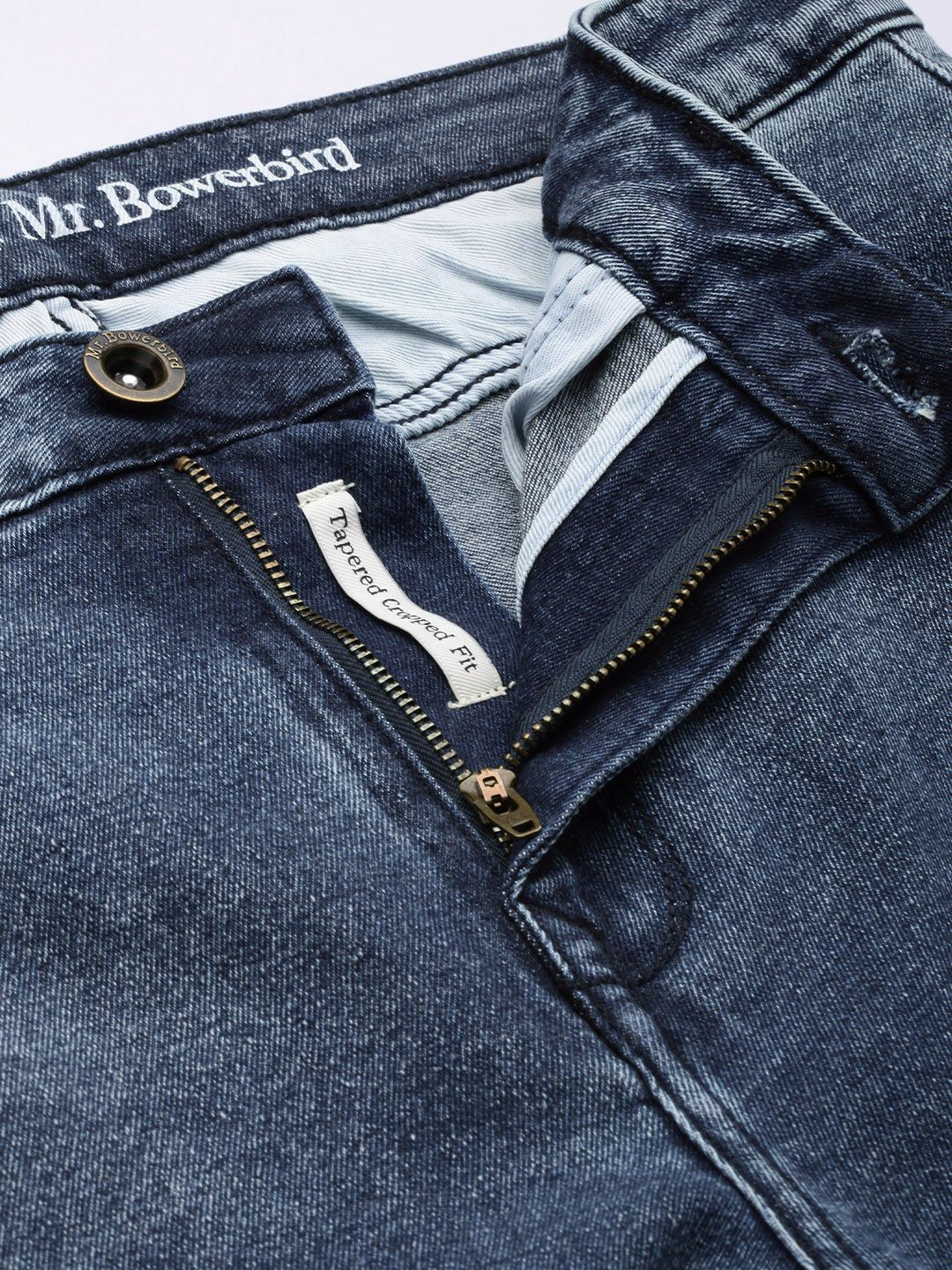 Mr Bowerbird Men Tapered Fit Heavy Fade Stretchable Cargo Style Mid-Rise Jeans