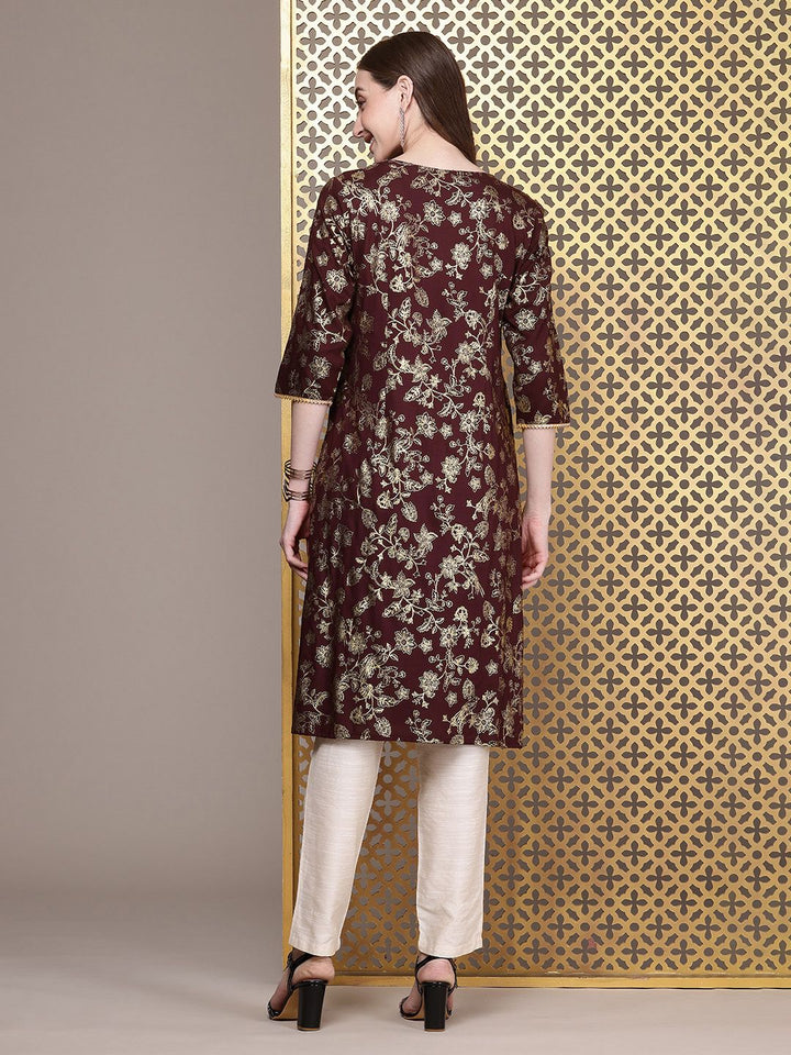 House of Pataudi Floral Printed Thread Work Detail Jashn Kurta