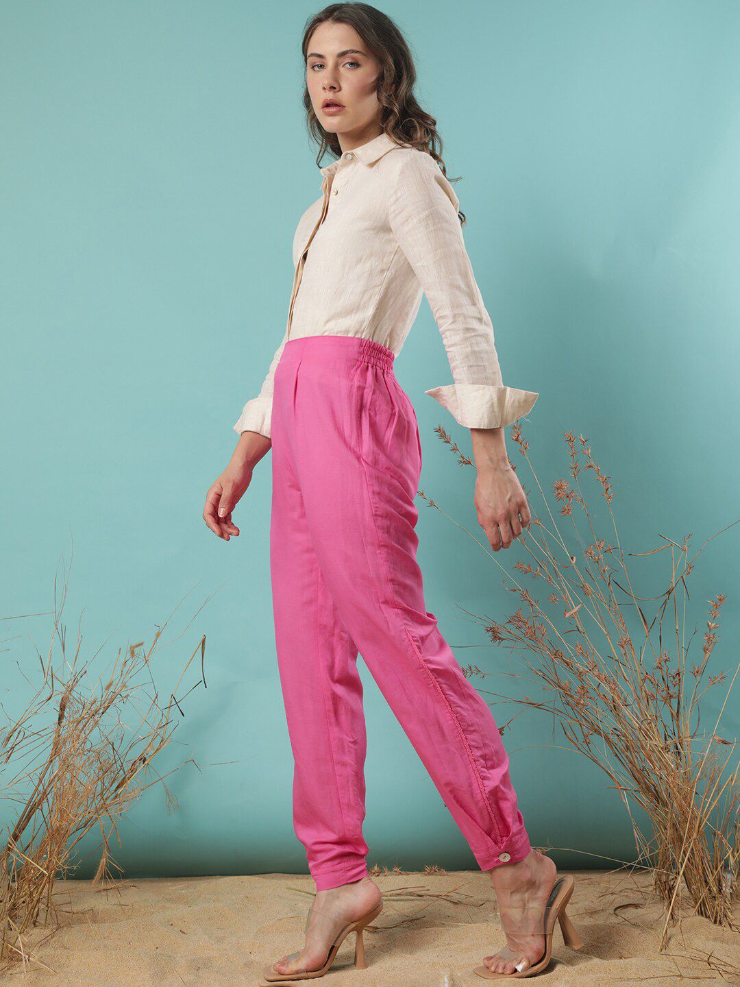 RAREISM Women Slim Fit Pleated Joggers