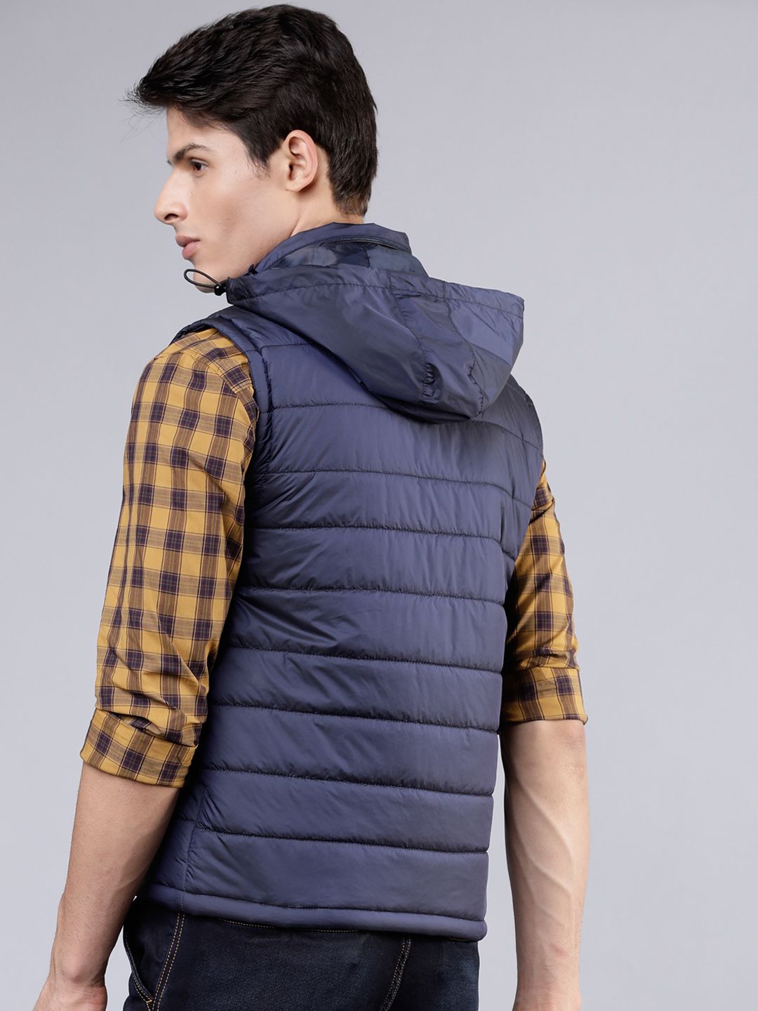 HIGHLANDER Men Navy Blue Solid Hooded Padded Jacket