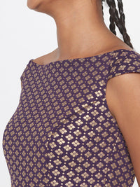 Global Desi Self Design Off-Shoulder Crop Top