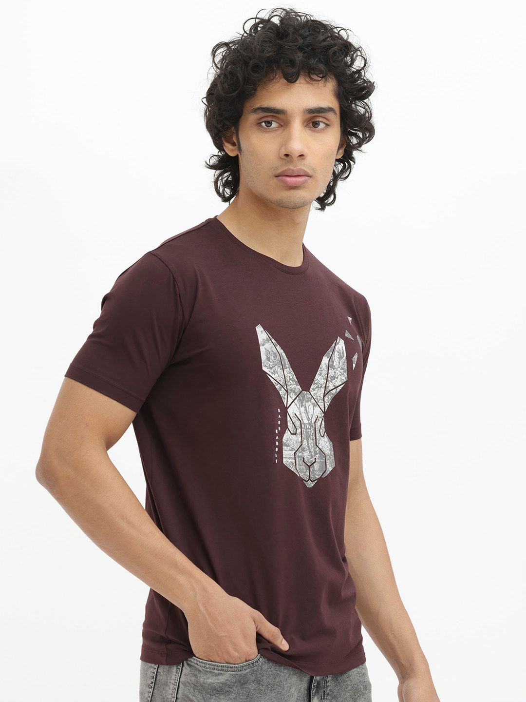 RARE RABBIT Men Arbor Regular Fit Graphic Printed Round Neck Cotton T-Shirt