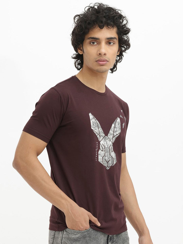 RARE RABBIT Men Arbor Regular Fit Graphic Printed Round Neck Cotton T-Shirt