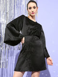 STREET 9 Black Satin A-Line Dress