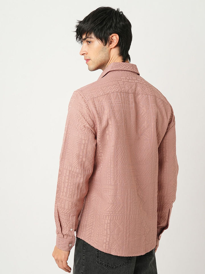VASTRADO Men Classic Cutaway Collar Textured Slim Fit Casual Shirt