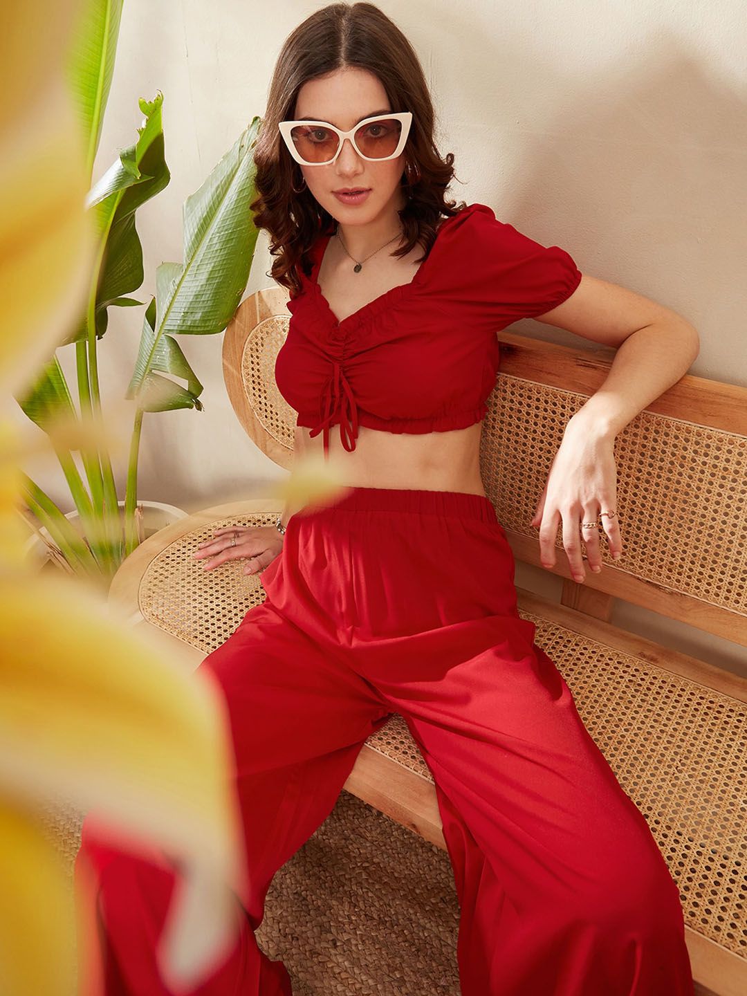Berrylush Cropped Top & Wide Leg Trousers