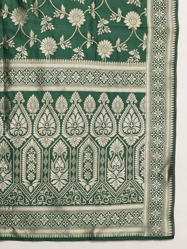 Anouk Women Floral Embroidered Pleated Kurta with Trousers & Dupatta