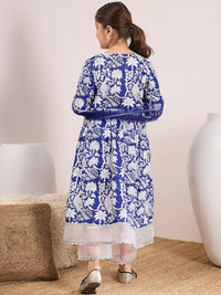 pspeaches Girls Ethnic Motifs Printed Pure Cotton Kurta & Palazzos With Dupatta
