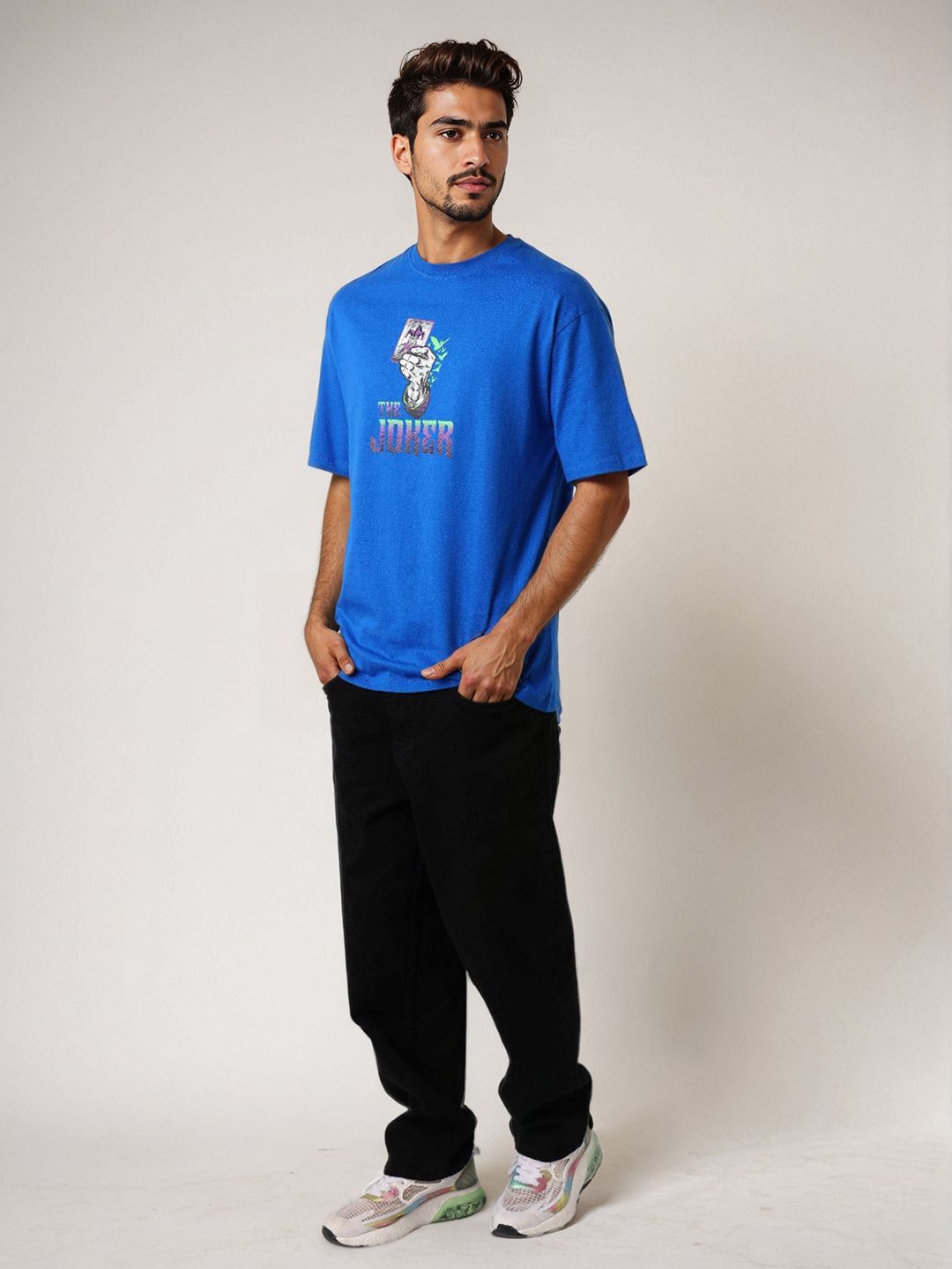 The Indian Garage Co Men Joker Graphic Printed Round Neck Cotton Relaxed Fit T-shirt