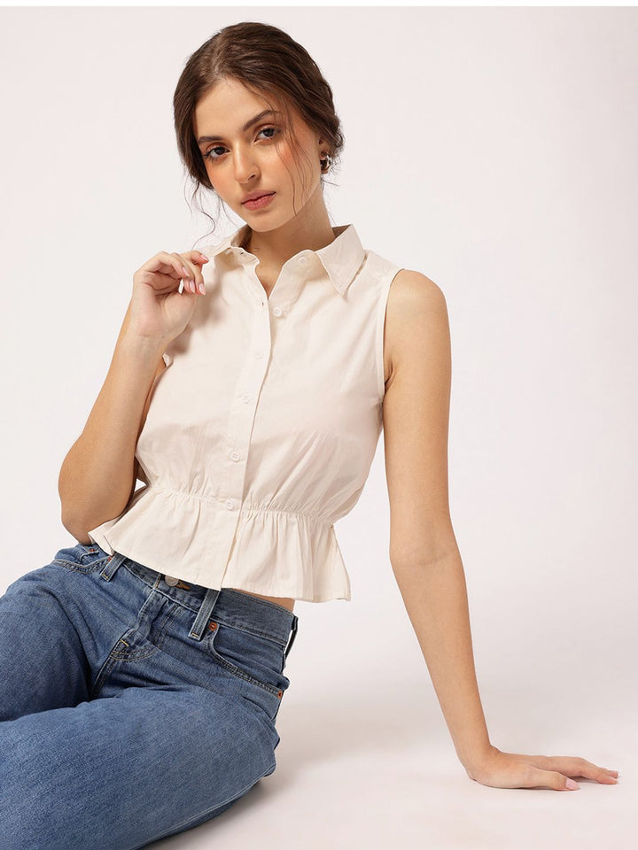 DressBerry Dreamy Delight Cinched Waist Shirt Style Top